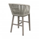 Garnet Outdoor Patio Bar Stool in Grey Acacia Wood and Rope