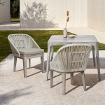 Haiti Patio Outdoor Dining chairs in Grey Acacia Wood and Rope - Set of 2