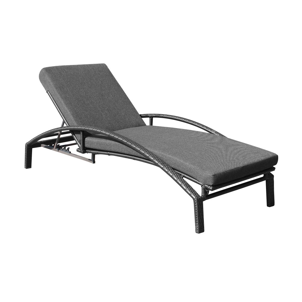 Mahana Adjustable Patio Chaise Lounge Chair in Black Wicker