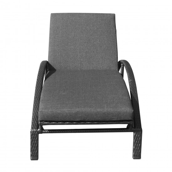 Mahana Adjustable Patio Chaise Lounge Chair in Black Wicker