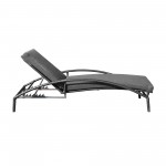 Mahana Adjustable Patio Chaise Lounge Chair in Black Wicker