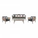 Condesa 4 Piece Patio Furniture Set in Acacia Wood and with Charcoal Cushions