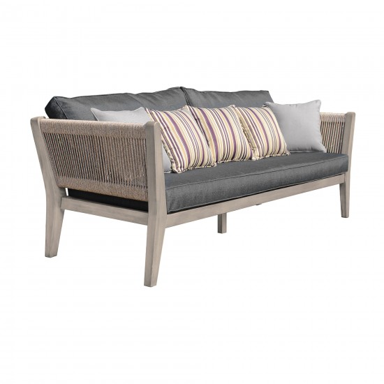 Condesa 4 Piece Patio Furniture Set in Acacia Wood and with Charcoal Cushions