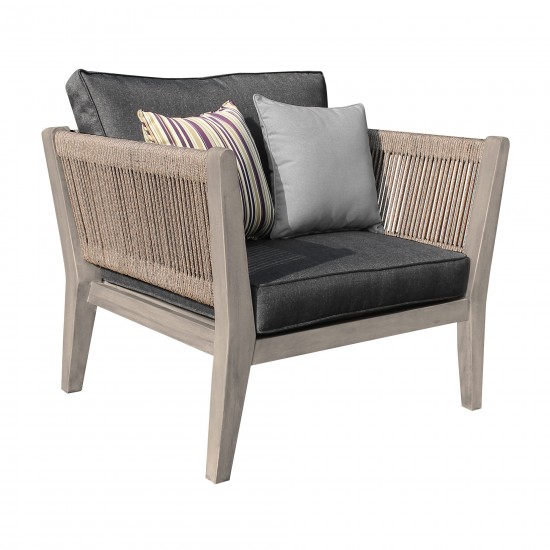 Condesa 4 Piece Patio Furniture Set in Acacia Wood and with Charcoal Cushions