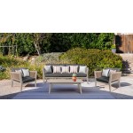 Condesa 4 Piece Patio Furniture Set in Acacia Wood and with Charcoal Cushions