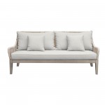 Hawaii 4 Piece Patio Furniture Set in Acacia Wood and Rope with Grey Cushions