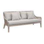Hawaii 4 Piece Patio Furniture Set in Acacia Wood and Rope with Grey Cushions
