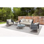 Pismo 5-Piece Patio Furniture Set in Acacia Wood and Wicker with Taupe Cushions