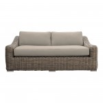 Verano 4 Piece Patio Furniture Set in Wicker and Acacia Wood with Taupe Cushions