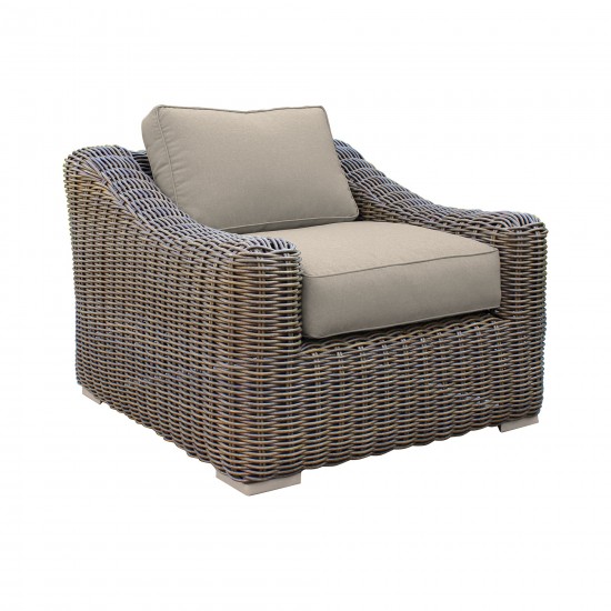 Verano 4 Piece Patio Furniture Set in Wicker and Acacia Wood with Taupe Cushions