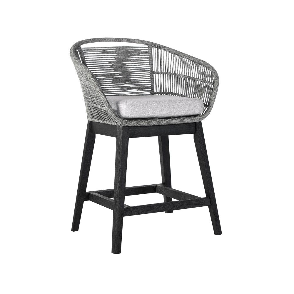 Tutti Frutti Indoor Counter Height Bar Stool in Black Brushed Wood with Grey