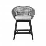 Tutti Frutti Indoor Counter Height Bar Stool in Black Brushed Wood with Grey