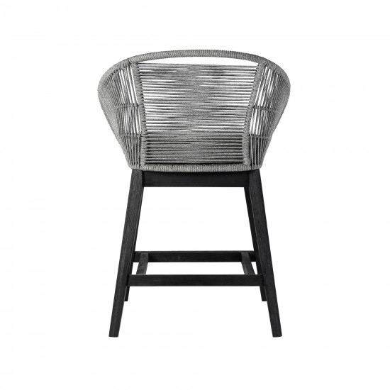 Tutti Frutti Indoor Counter Height Bar Stool in Black Brushed Wood with Grey