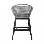 Tutti Frutti Indoor Bar Height Bar Stool in Black Brushed Wood with Grey Rope