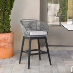 Tutti Frutti Indoor Bar Height Bar Stool in Black Brushed Wood with Grey Rope