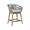 Tutti Frutti Indoor Counter Height Bar Stool in Aged Teak Wood with Grey Rope