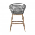 Tutti Frutti Indoor Bar Height Bar Stool in Aged Teak Wood with Grey Rope