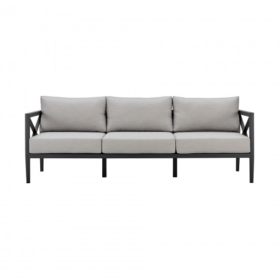 Sonoma Outdoor 4 piece Set in Dark Grey Finish and Light Grey Cushions