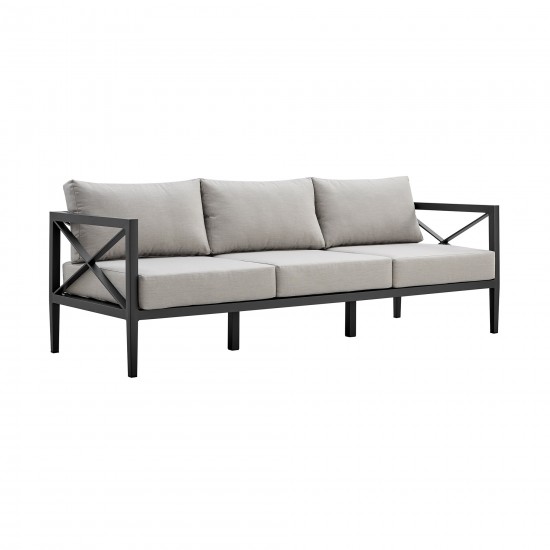Sonoma Outdoor 4 piece Set in Dark Grey Finish and Light Grey Cushions