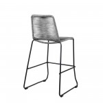 Shasta 30" Outdoor Metal and Grey Rope Stackable Barstool - Set of 2