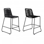 Shasta 26" Outdoor Metal and Black Rope Stackable Counter Stool - Set of 2