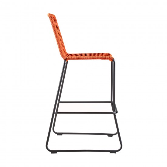 Shasta 30" Outdoor Metal and Tangerine Rope Stackable Barstool - Set of 2