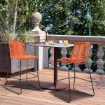 Shasta 30" Outdoor Metal and Tangerine Rope Stackable Barstool - Set of 2