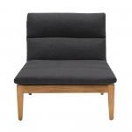 Arno Outdoor Modular Teak Wood Lounge Chair with Charcoal Olefin