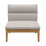 Arno Outdoor Modular Teak Wood Lounge Chair with Beige Olefin