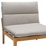 Arno Outdoor Modular Teak Wood Lounge Chair with Beige Olefin