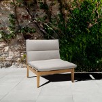 Arno Outdoor Modular Teak Wood Lounge Chair with Beige Olefin