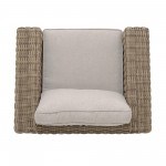 Bahamas Outdoor Wicker & Teak Wood Lounge Chair with Beige Olefin