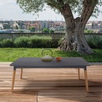 Ipanema Outdoor Dark Grey Rectangular Coffee Table with Teak Legs