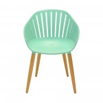 Nassau Outdoor Mint Green Dining Chair with Eucalyptus Wood Legs - Set of 2