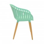 Nassau Outdoor Mint Green Dining Chair with Eucalyptus Wood Legs - Set of 2