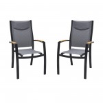 Panama Outdoor Black Aluminum Stacking Dining Chair - Set of 2