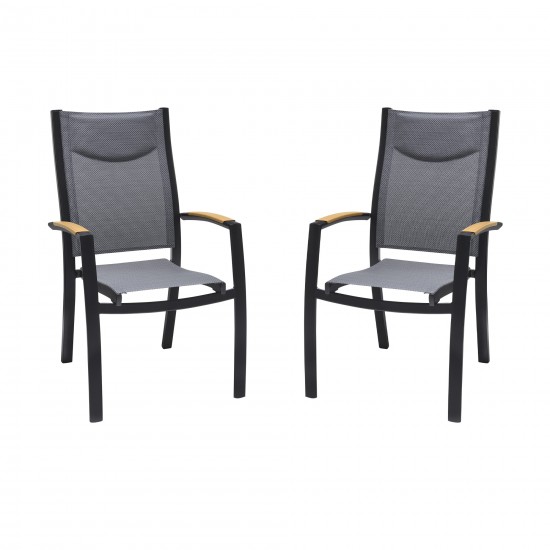 Panama Outdoor Black Aluminum Stacking Dining Chair - Set of 2