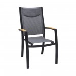 Panama Outdoor Black Aluminum Stacking Dining Chair - Set of 2