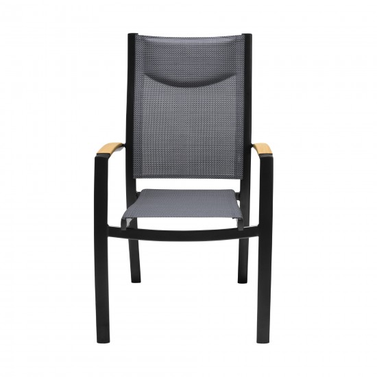 Panama Outdoor Black Aluminum Stacking Dining Chair - Set of 2