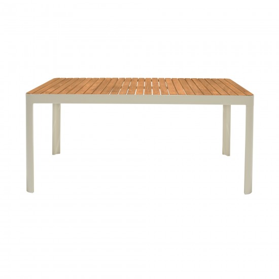 Portals Outdoor Rectangular Coral Sand Aluminum & Teak Wood Dining Table