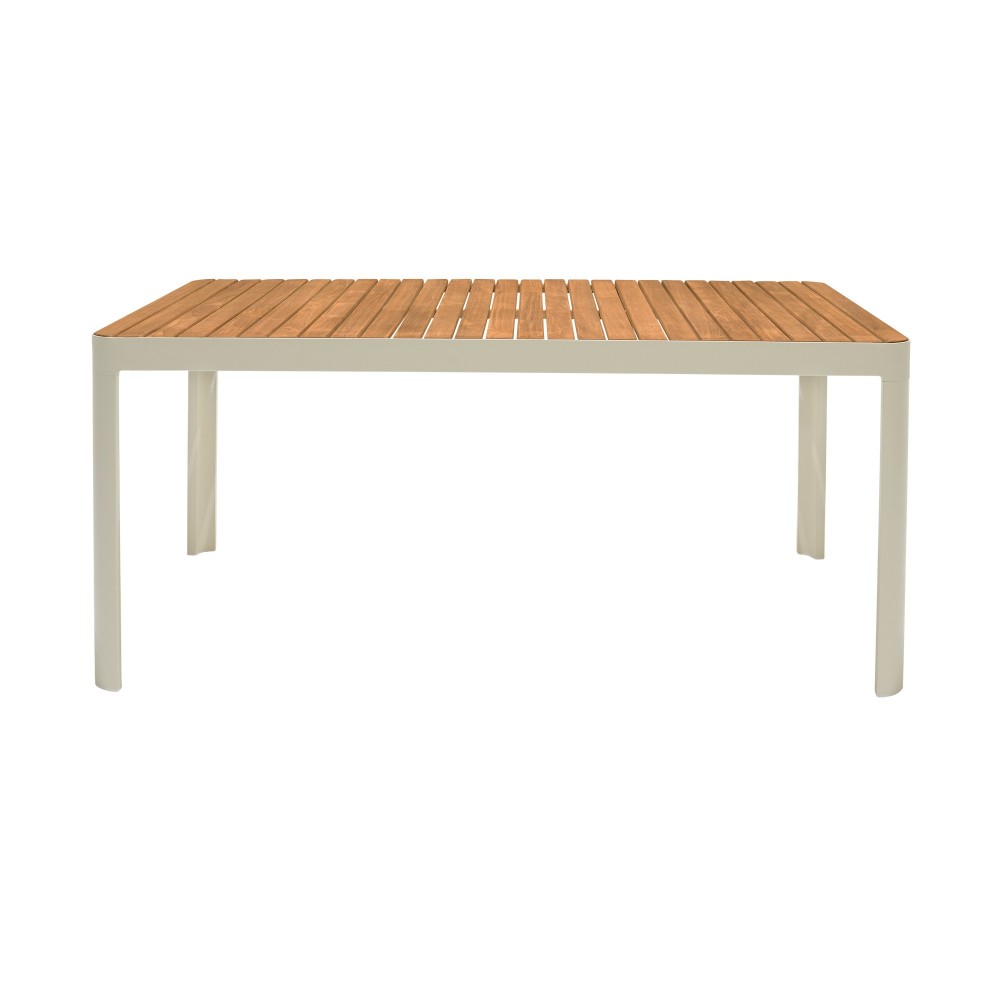 Portals Outdoor Rectangular Coral Sand Aluminum & Teak Wood Dining Table