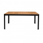 Portals Outdoor Black Rectangle Teak Wood & Aluminum Dining Table