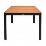 Portals Outdoor Black Rectangle Teak Wood & Aluminum Dining Table