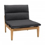 Arno Outdoor 3 Piece Teak Wood Seating Set in Charcoal Olefin