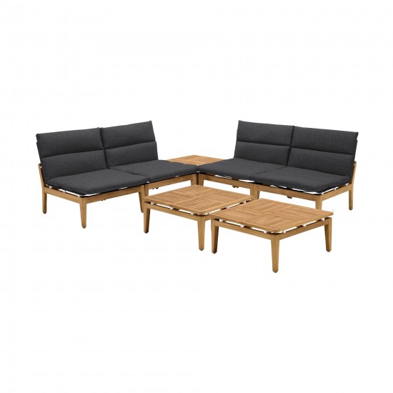 Arno 7 Piece Teak Wood Seating Set in Charcoal