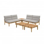 Arno 7 Piece Teak Wood Seating Set in Beige