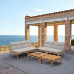 Arno 7 Piece Teak Wood Seating Set in Beige