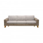 Bahamas Outdoor 4 Piece Wicker & Teak Sofa Seating Set with Beige Olefin