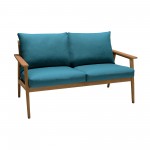 Eve Outdoor 4 Piece Teak Wood Sofa Seating Set with Teal Olefin