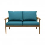 Eve Outdoor 4 Piece Teak Wood Sofa Seating Set with Teal Olefin